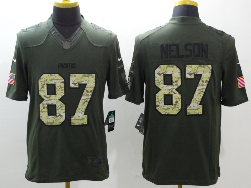 Men's Green Bay Packers Jordy Nelson #87 Army Green Jersey